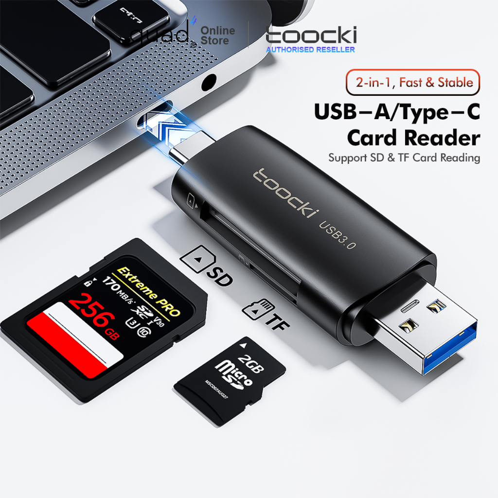 Toocki 2 in 1 USB3.0 Type-C Card Reader SD Micro SD / TF Memory Card ...