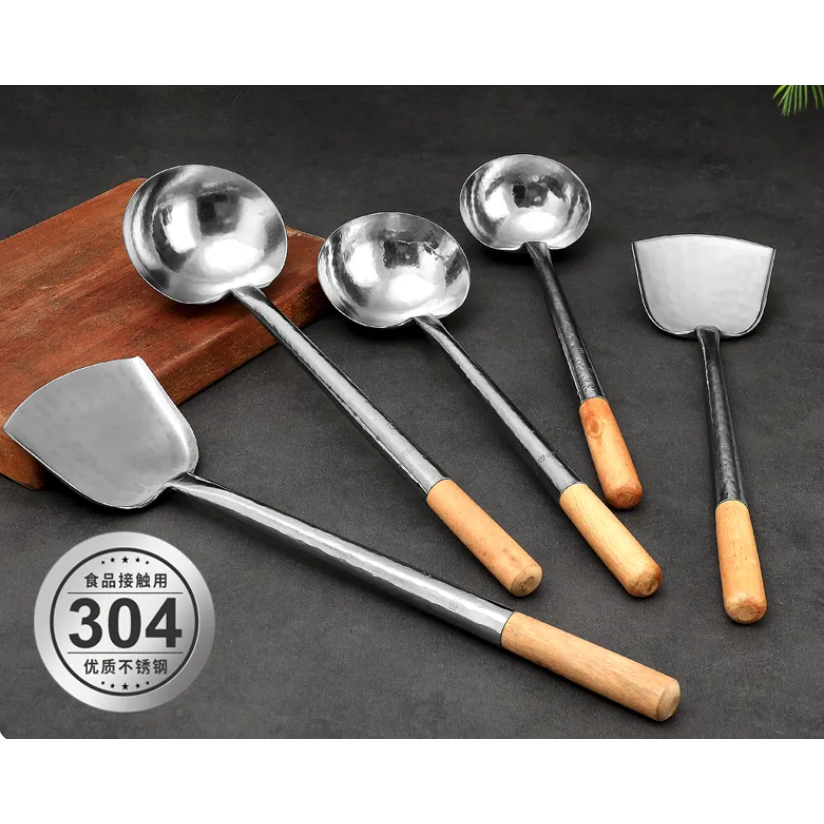 Stainless Steel Hand Made Ladle With Wood Handle Stainless Steel Turner ...