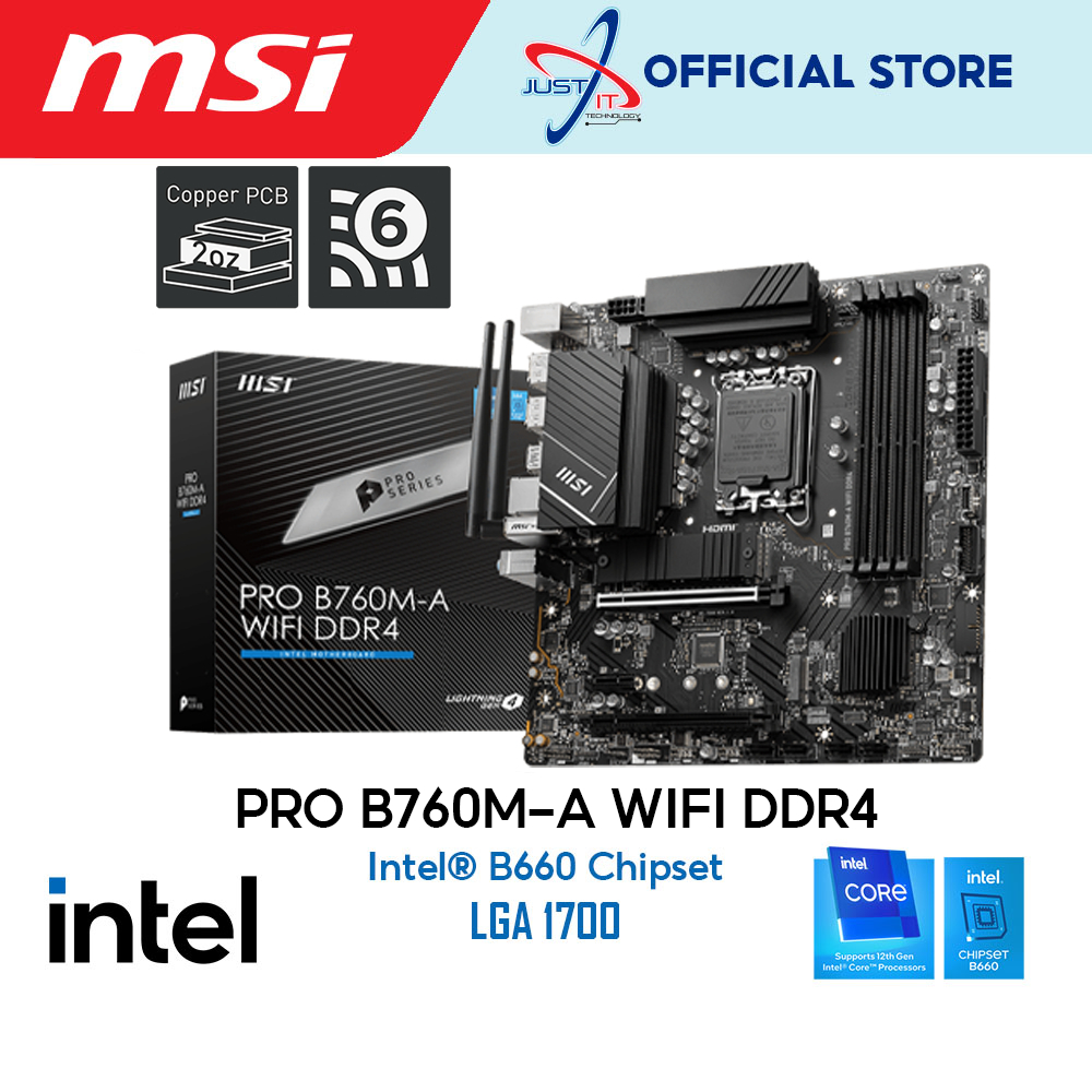 MSI PRO B760MA WIFI D4 LGA1700 MOTHERBOARD COMBO DEAL Intel I313100 / 12100 / I513400 / 12400