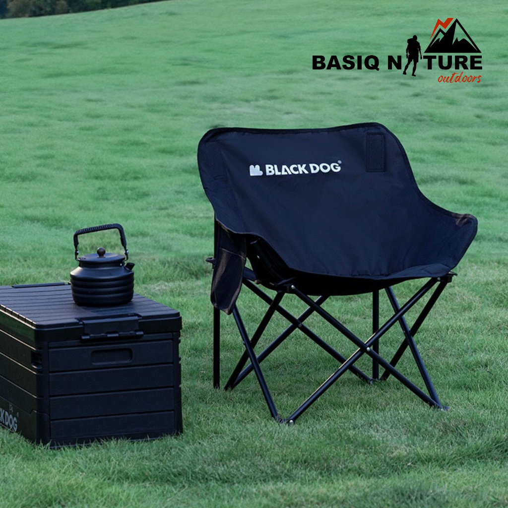 BasiqNature Blackdog Foldable Moon Chair Camping Chair Black Chair