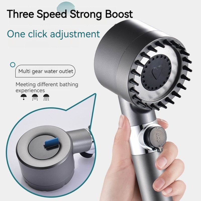 Massage Shower Head 3 Mode High Pressure Water Saving Showerhead with ...