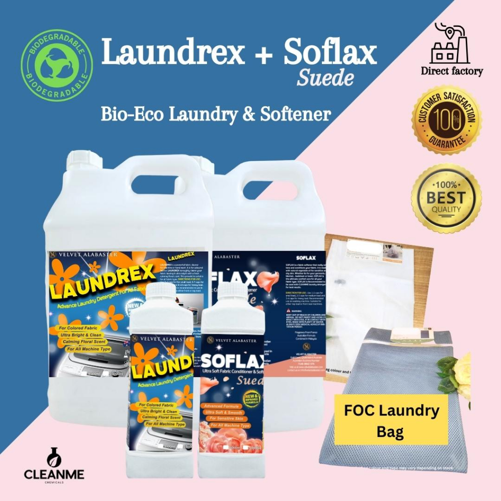Cleanme Bio-Eco Laundry Care & Softener 1000ml, 5000ml FOC laundry bag ...