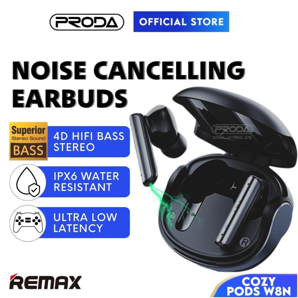 REMAX Dual Noise Cancelling Wireless ANC Earphone IPX6 Waterproof 4D ...