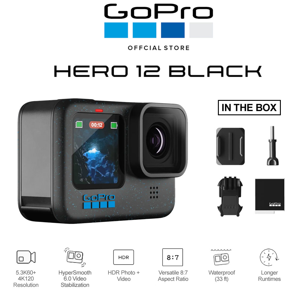 Gopro Hero 12 Black Original 24.7mp Hypersmooth 6.0 Stabilization 5.3K ...