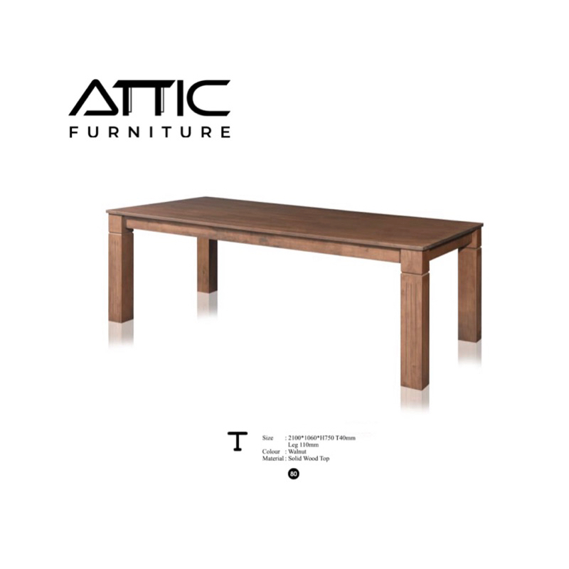 Rectangle Dining Table/Meja Makan/Full Solid Rubber Wood Dining Table