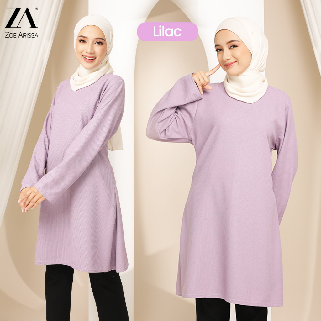 ZA BLOUSE MUSLIMAH LABUH TUNIK Tunic Baju Muslimah Waffle Ironless ...