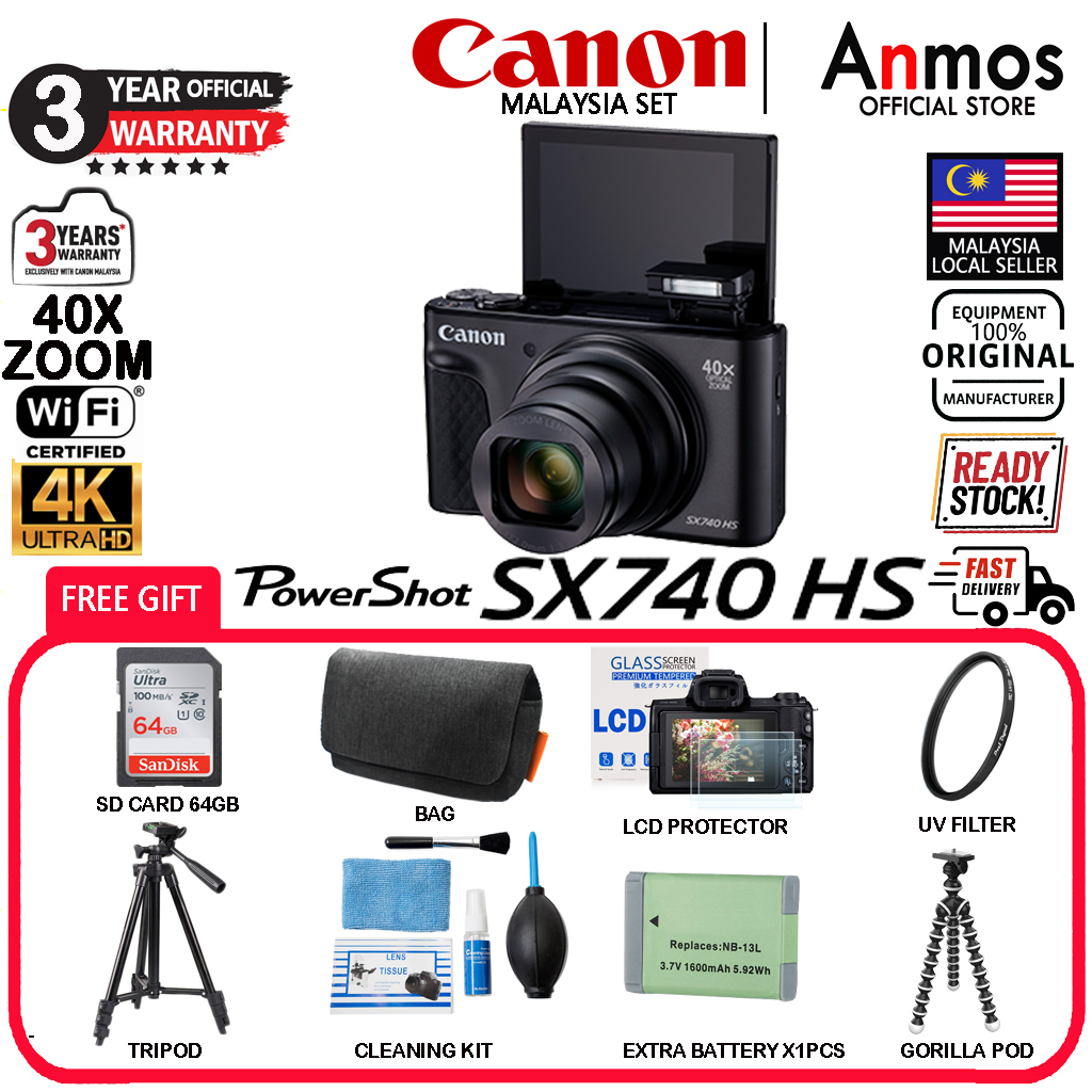 Canon Powershot SX740 HS 4K Video with 40x Superzoom (OFFICIAL CANON ...