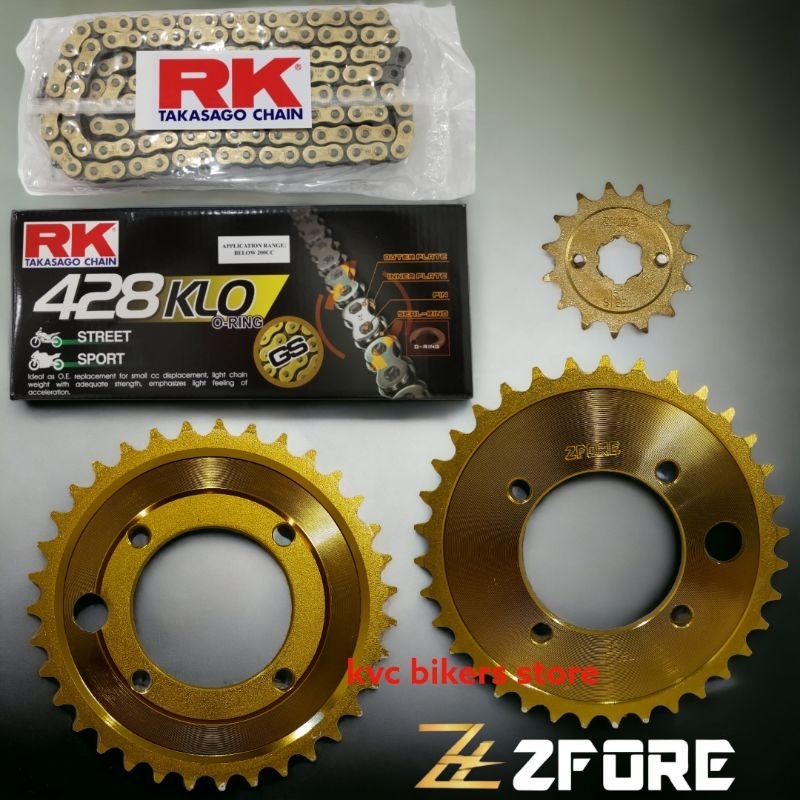 RK 428KLO ORING GOLD CHAIN + 428 SPROCKET LC135/Y125Z/RXZ/Y15ZR Y16ZR