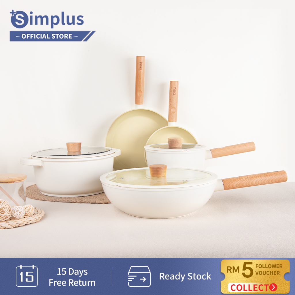 Simplus 18cm Saucepan/18cm&24cm Fry Pan/24cm Soup Pot/28cm Wok FIKA