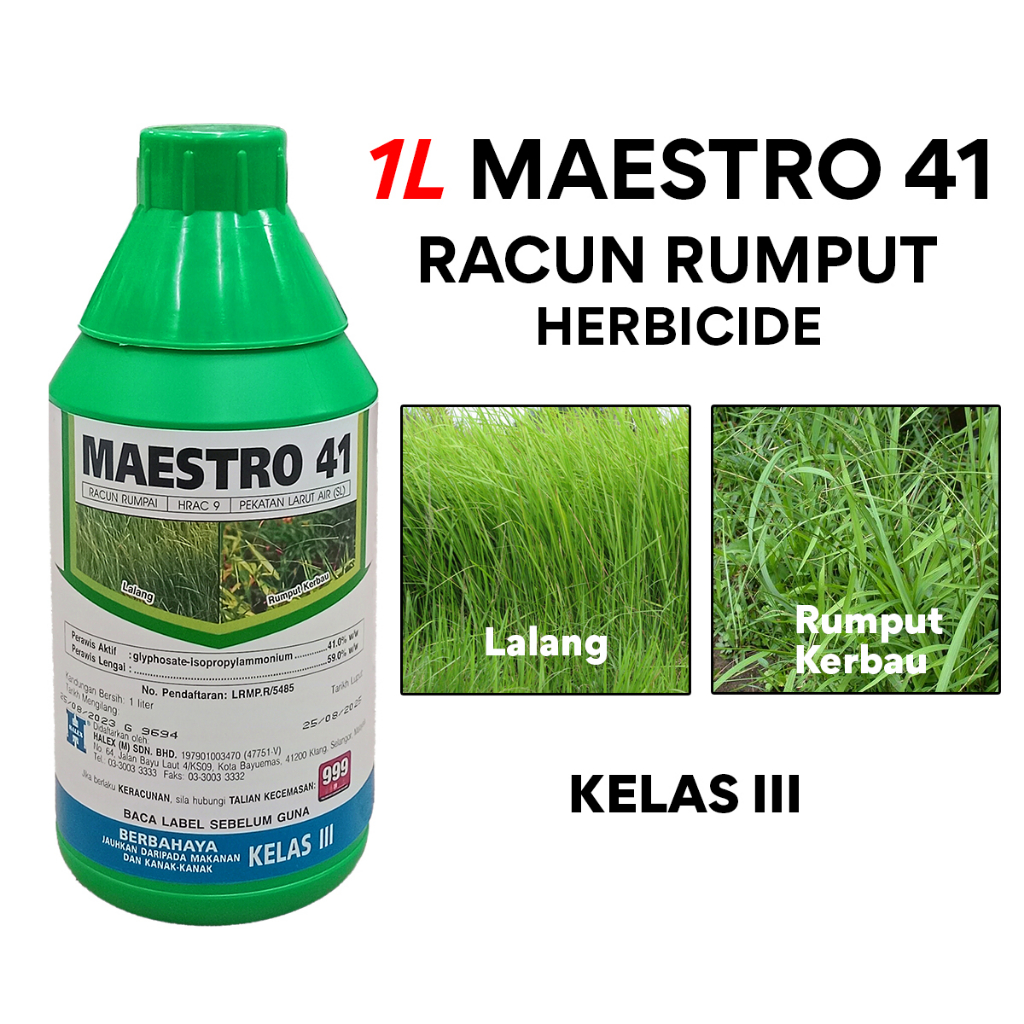 1l Maestro 41 Racun Rumput Racun Rumpai Racun Lalang Glyphosate 41 0