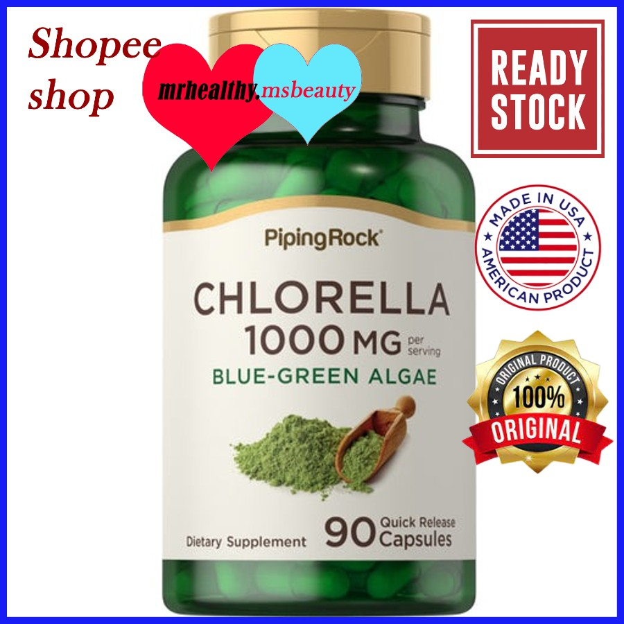 PipingRock Chlorella BlueGreen Algae, 1000 mg (per serving), 90 Quick