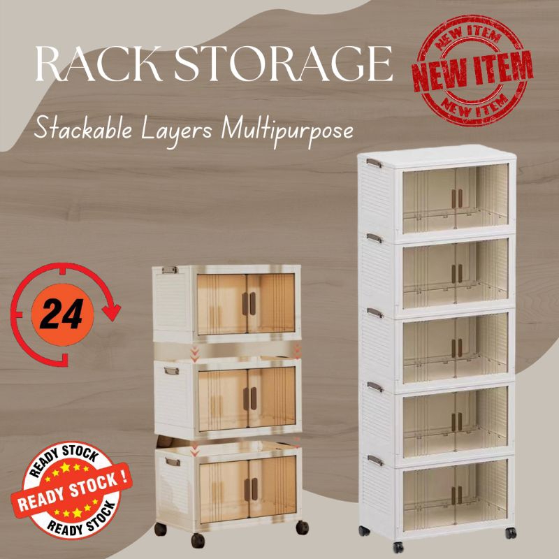 Foldable Rack Storage 2/3/4/5 Tier Multipurpose Storage Rack(Multiple