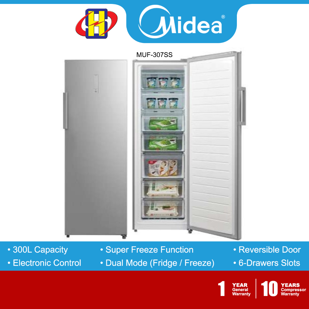 Midea Freezer (300L) Super Freeze Function Standing Freezer Dual Mode