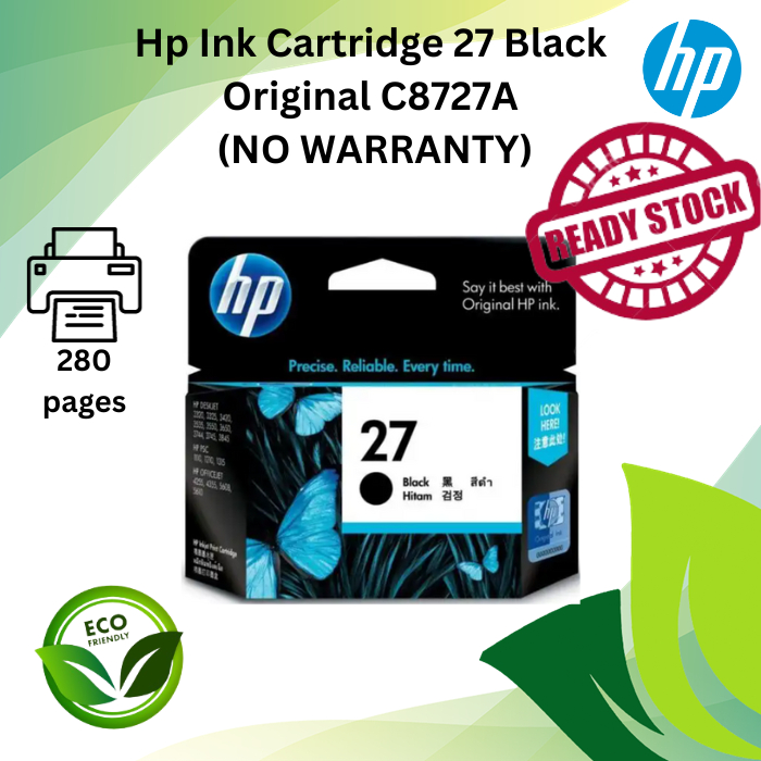Hp Ink Cartridge No 27 Black Original C8727A- NO WARRANTY | Shopee Malaysia