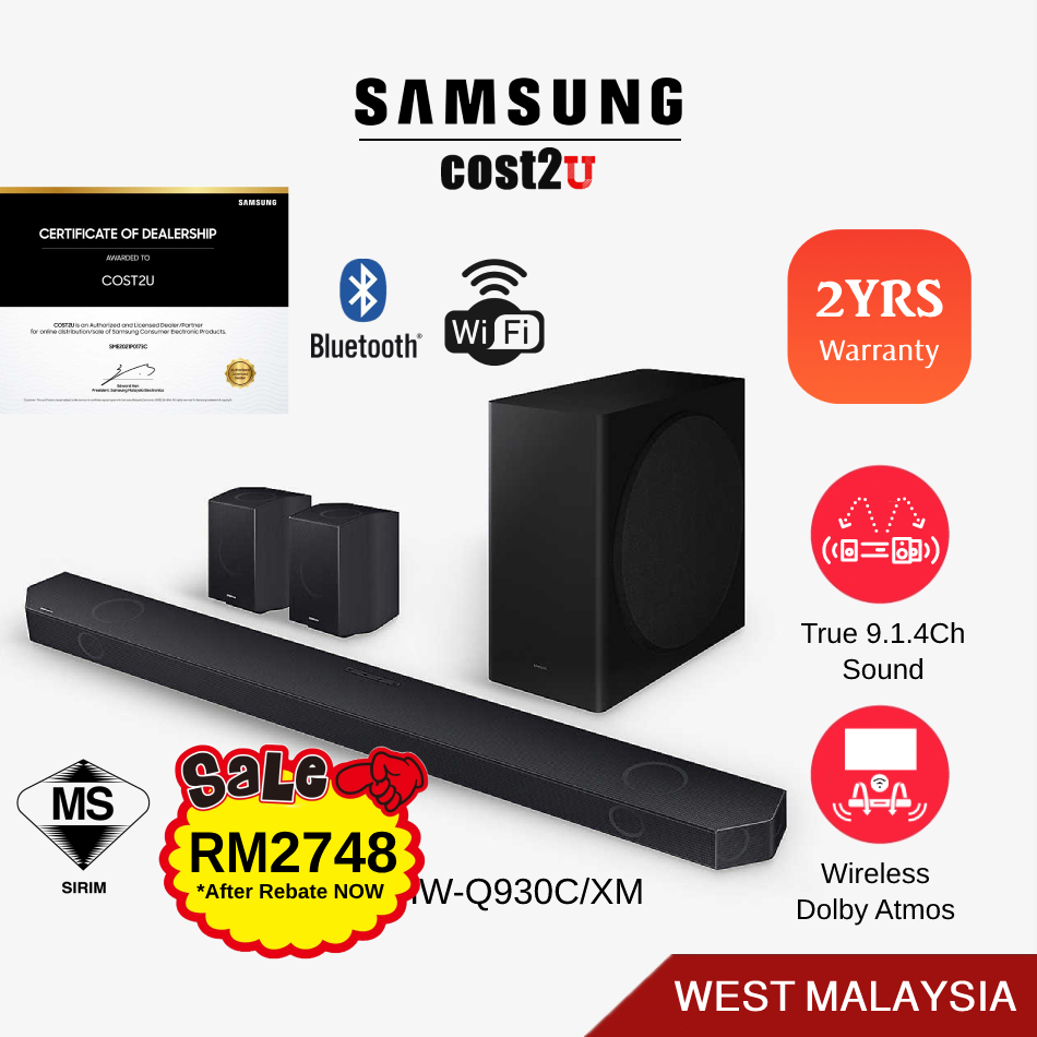 Samsung Q930C 9.1.4 Ch Qseries Soundbar HWQ930C/XM Cinematic Sound