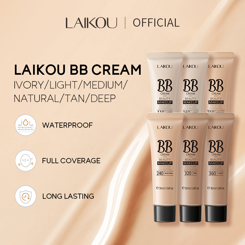 LAIKOU Waterproof BB Cream Full Coverage Concealer Long Lasting Make Up ...