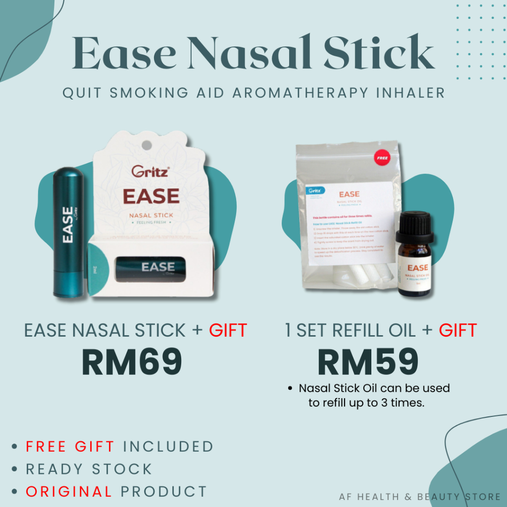 Gritz Ease Nasal Stick Aid Aromatherapy Inhaler (Quit Smoking) Shopee