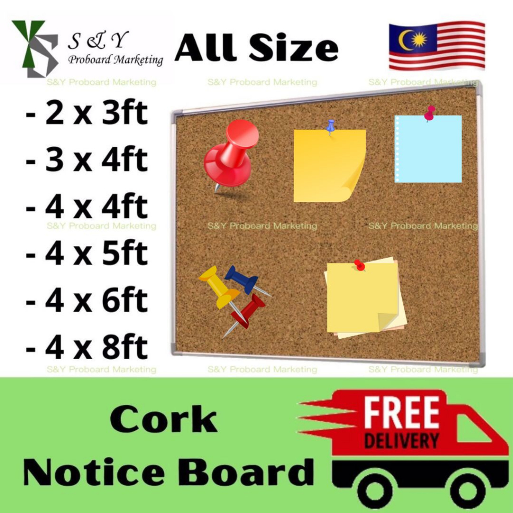 Cork Notice Board All Size 2x3 3x4 4x4 4x5 4x6 4x8 Cork Board Shopee