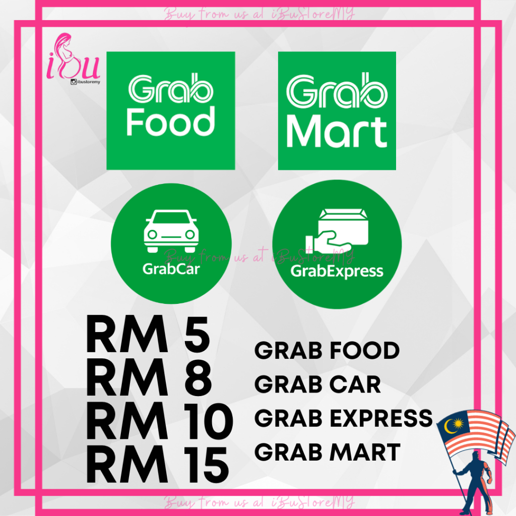 Grab Food Grab Car Grab Mart Voucher RM5 RM10 Grabcar Grabfood Grabmart