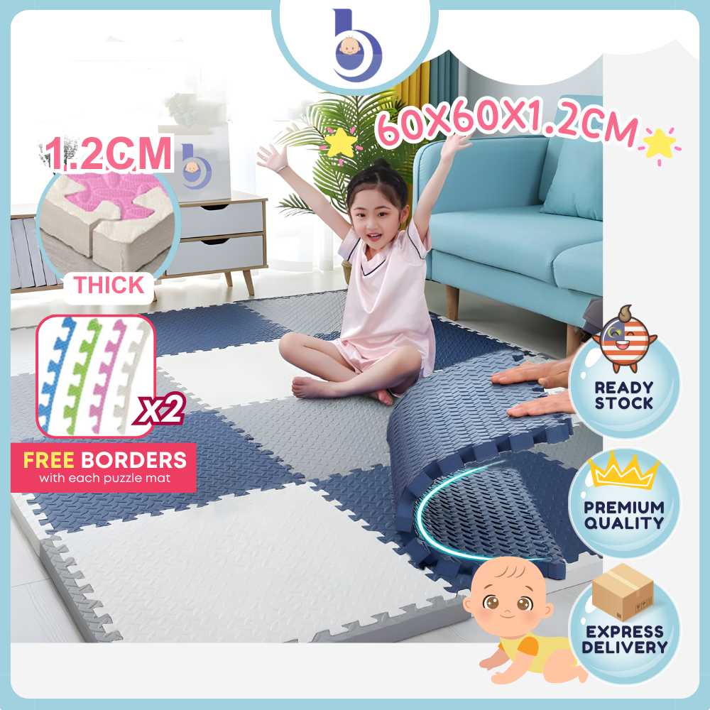 BabyBloo Baby Playmat 60x60x1.2CM EVA Thick Foam Play Mat Puzzle Carpet ...