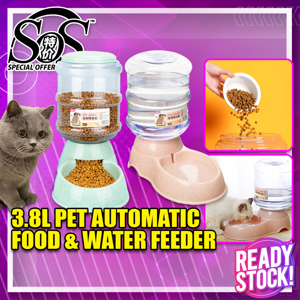3.8L Pet Automatic Food and Water Feeder Cat Dog Water Food Auto