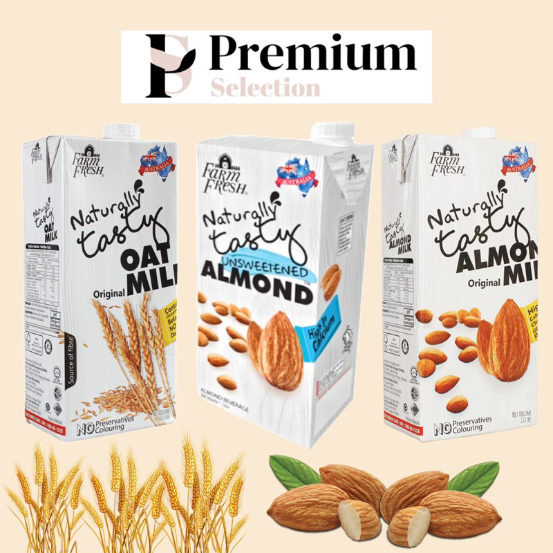 Farm Fresh UHT almond / unsweetened almond / oat milk 1 litre Shopee
