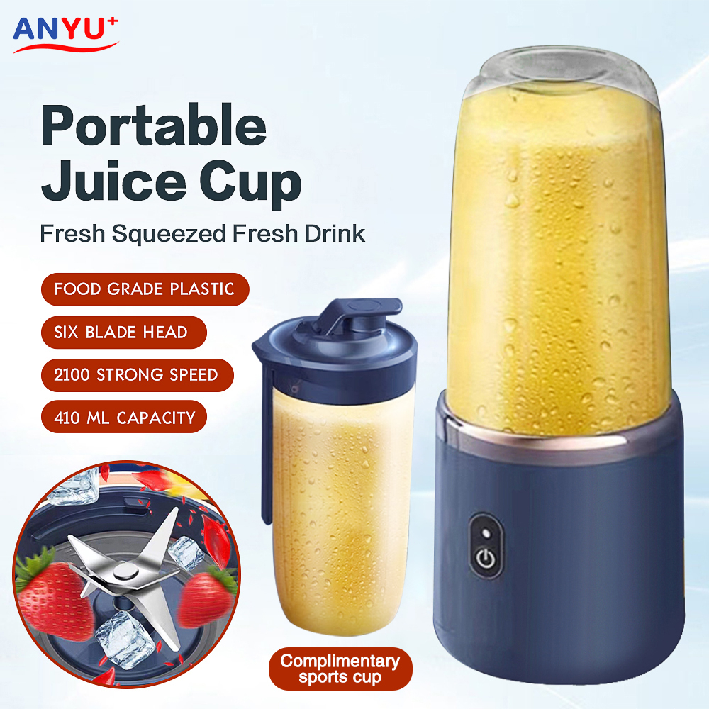 2 Cups Electric Fruit Juicer Portable Wireless Juice Blender Mini Home USB Rechargeable 6 Blades