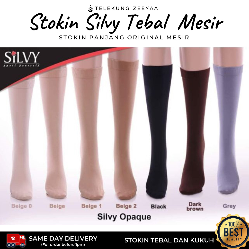 Stokin Silvy Muslimah Tebal Tahan Lasak Panjang Original Tebal Mesir ...