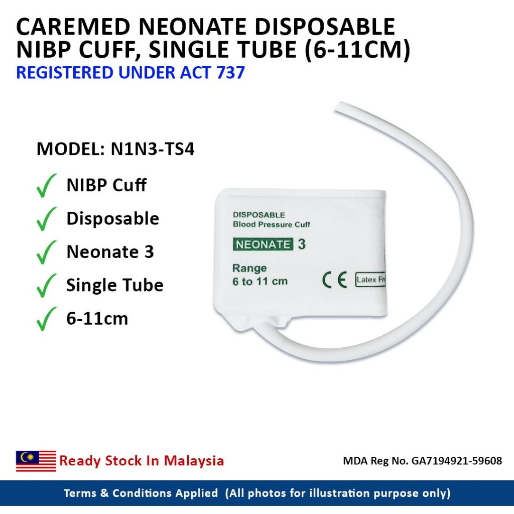 Caremed Neonate Disposable NIBP Cuff Single Tube 6-11cm | Shopee Malaysia