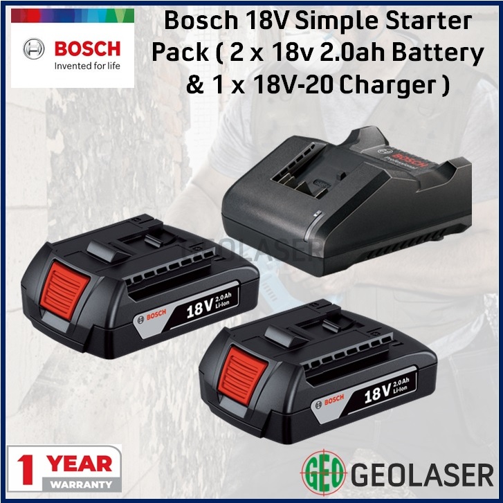 Bosch 18V 2.0ah Li Ion Battery with Charger for Power Tools