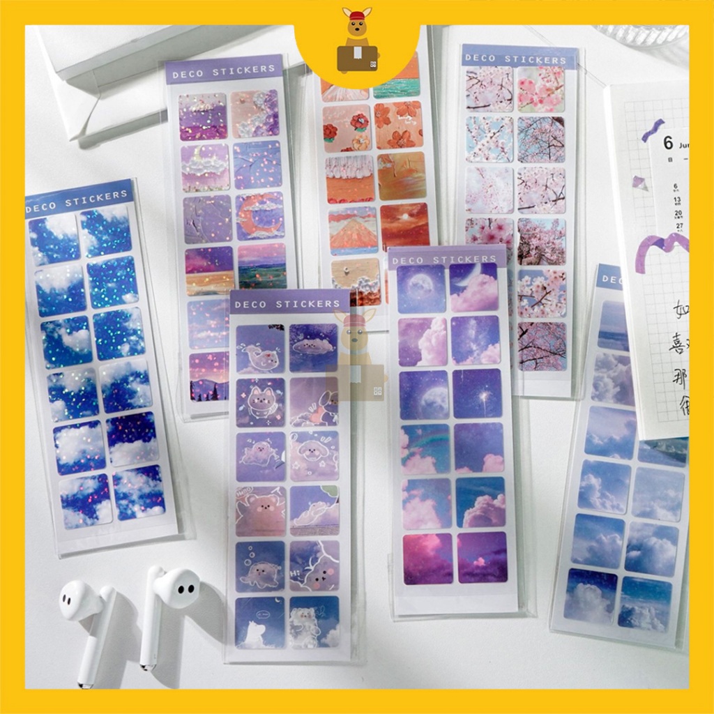 PVC Shiny Sticker Sky Flower Cute Sticker Waterproof Scrapbooking PVC ...