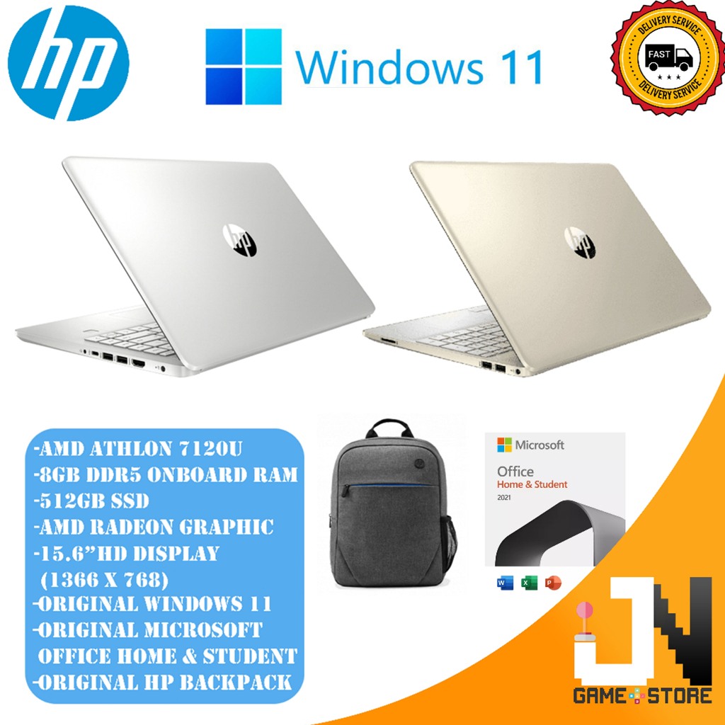 Hp laptop notebook 15 fc0105au gold fc0106au silver amd athlon