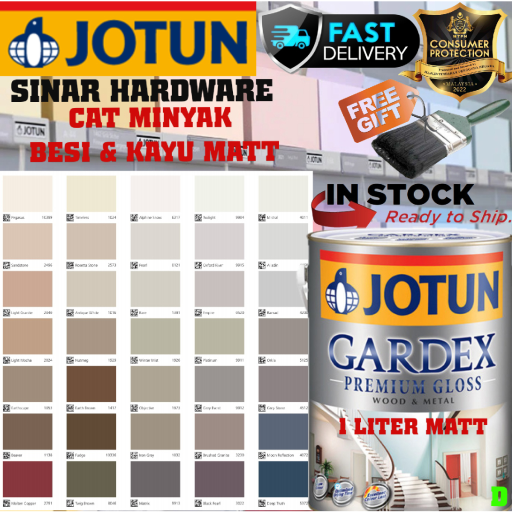 SINAR JOTUN 1 LITER GARDEX SEMIGLOSS WOOD METAL DOOR GATE PAINT / CAT