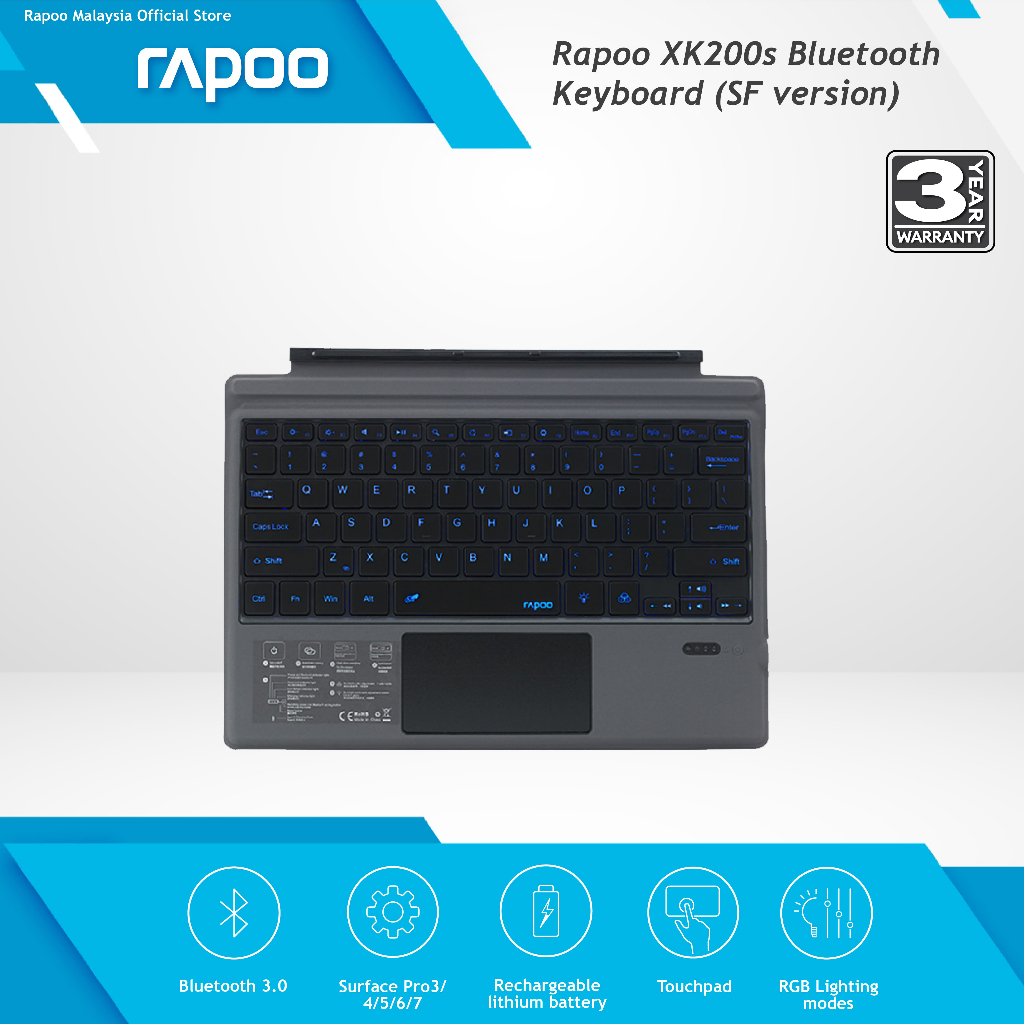 Rapoo XK200S Bluetooth 5.0 Wireless Keyboard SF Version with Backlit ...
