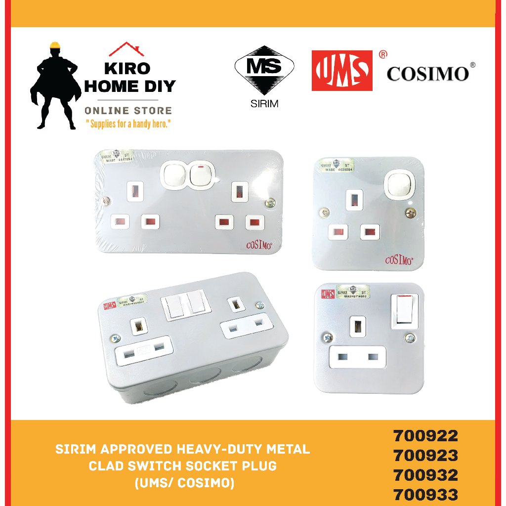 SIRIM Approved Heavy-Duty Metal Clad Switch Socket Plug (UMS/ COSIMO ...