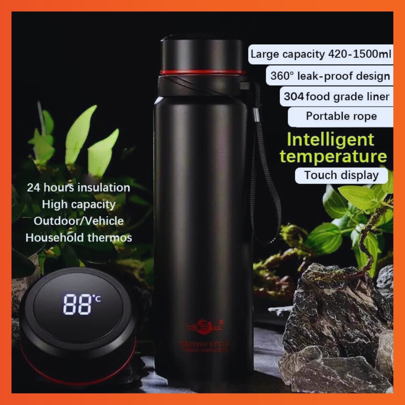 1000ML Thermos Bottle Keep Cold and Hot Bottle Temperature Display