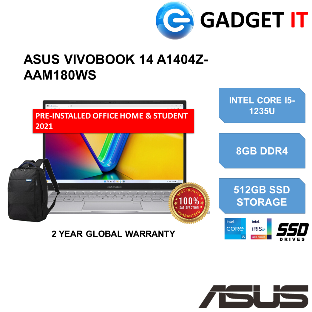 Asus Vivobook 14 A1404z Aam180ws Laptop I5 1235u8gb512gb Ssd14fhd