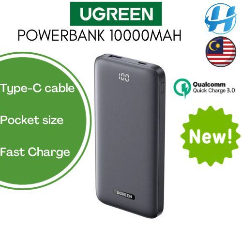 [UGREEN] NEW PowerBank 10000mAh 20W PD QC 3.0 Fast Charging Charger