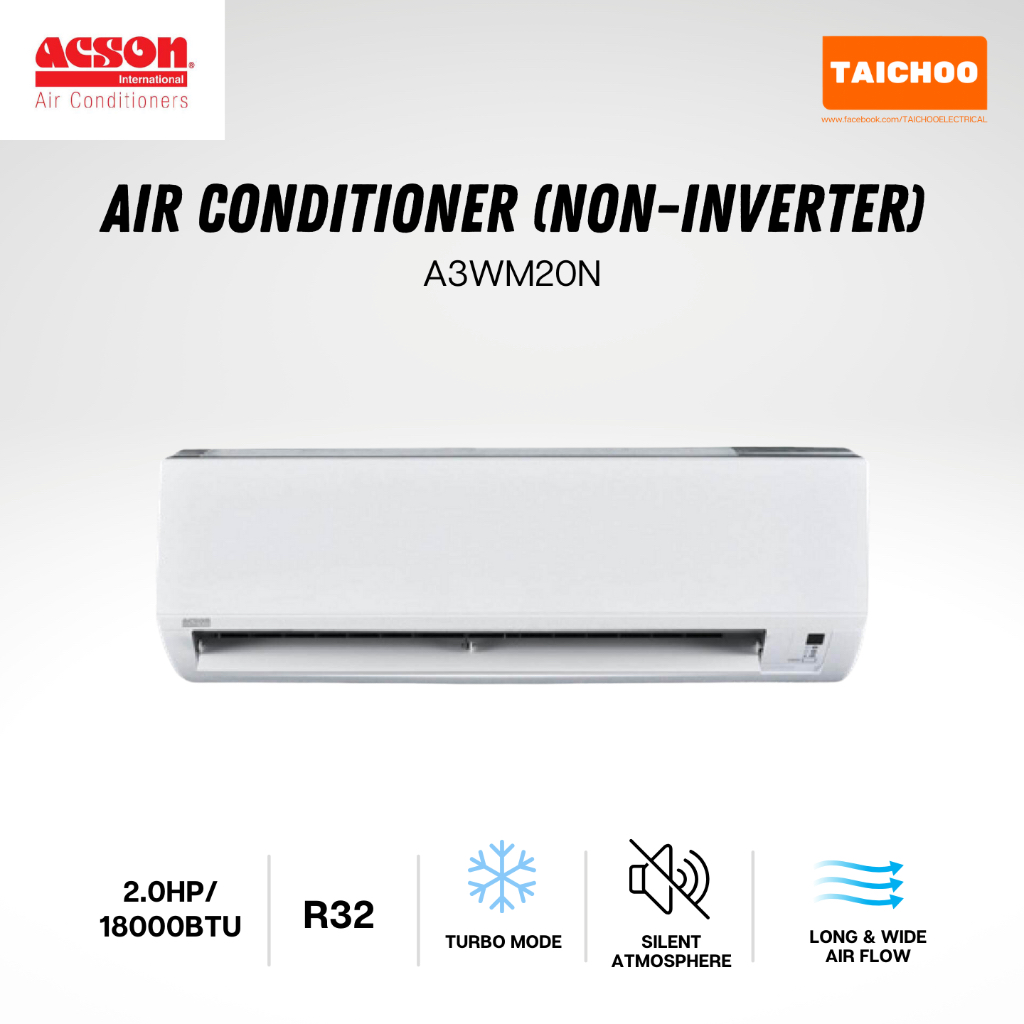 Acson Wall Mounted Air Conditioner NonInverter (2.0HP/18000BTU) A3WM20N Shopee Malaysia