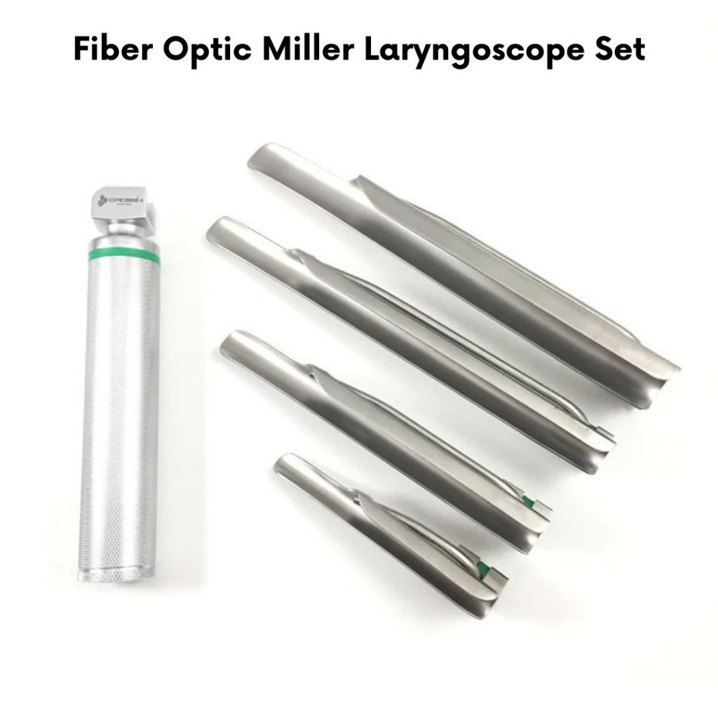 Fiber Optic Miller Laryngoscopes 4 Blades Set ENT Diagnostic ...