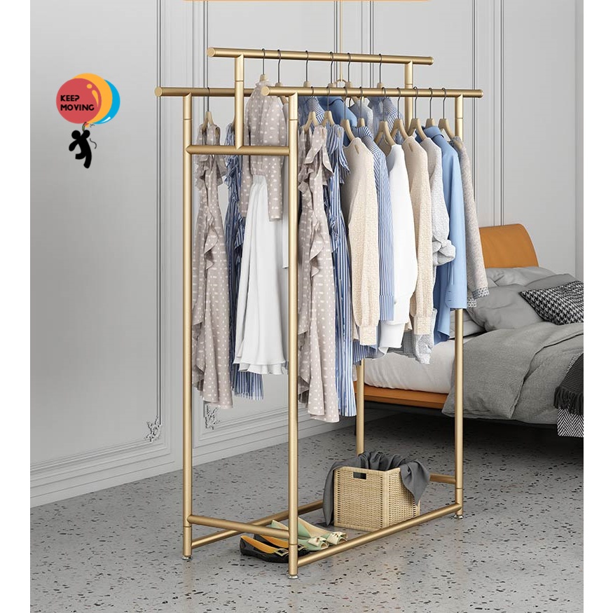 3 Layers Clothes Display Rack Rak Paparan Baju 3 Tingkat Gold/Black ...