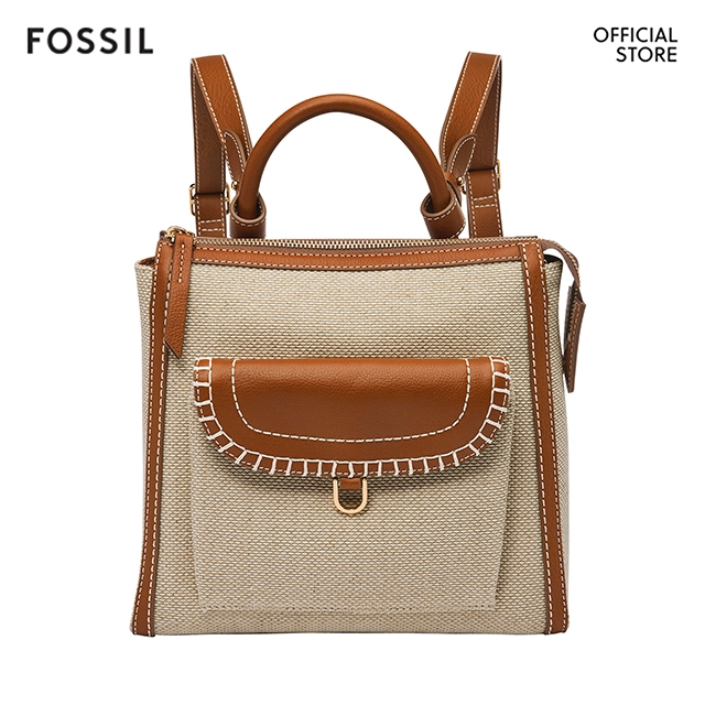 Fossil Female's Parker Backpack Beige Canvas ZB1838248 Shopee Malaysia