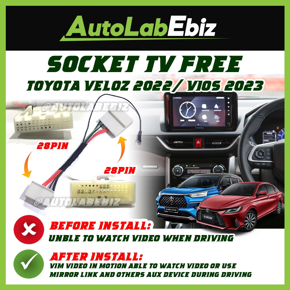 Toyota VELOZ 2022 / VIOS 2023 Socket TV Free Bypass Video In Motion VIM