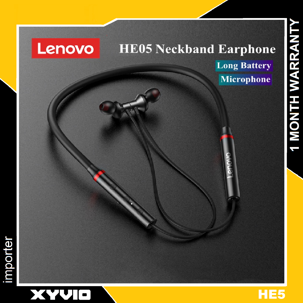 Lenovo HE05 Neckband Bluetooth Headset BT5.0 Sports Sweatproof Headset ...