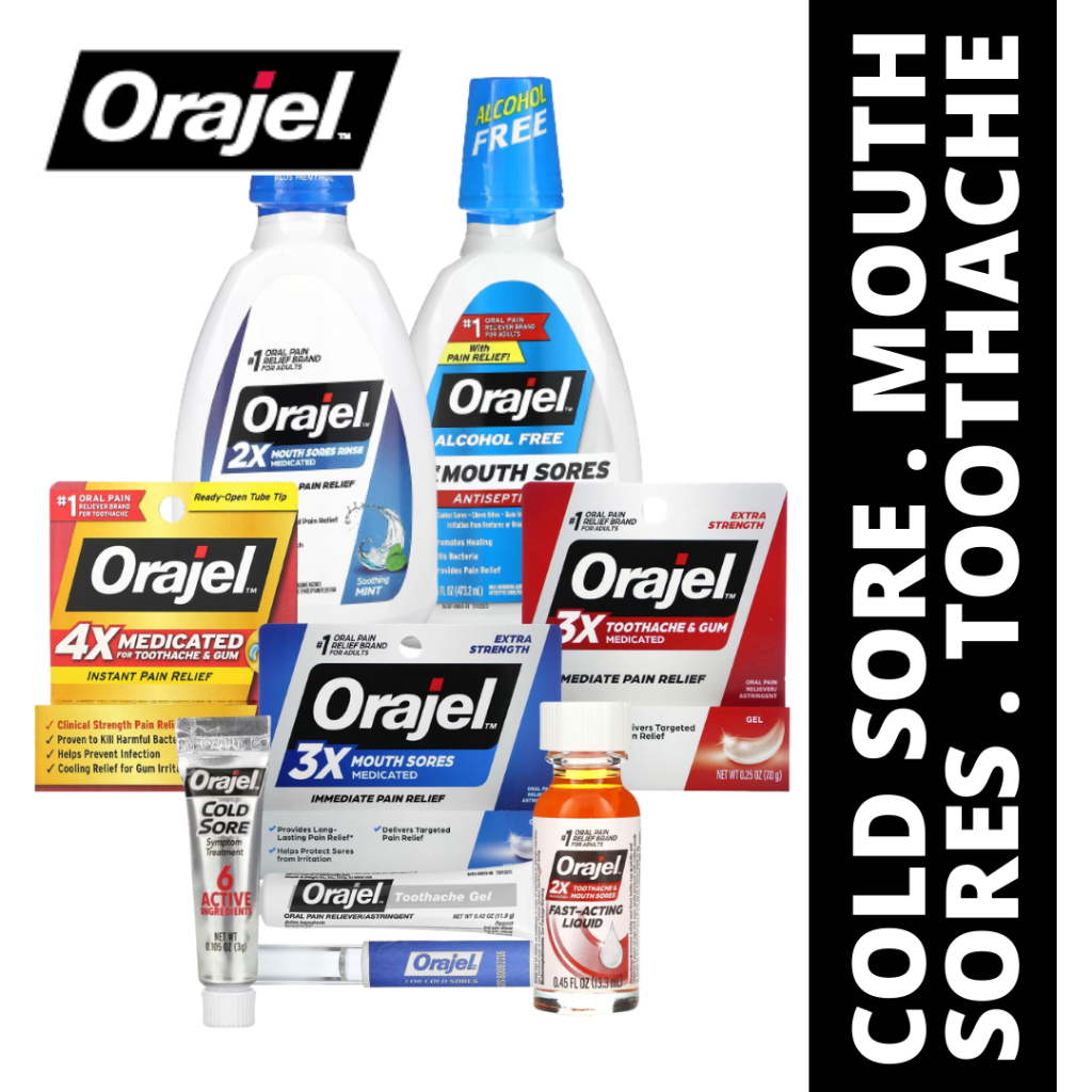 Orajel Mouth Sores Cold Sore Toothache & Gum [Medicated Rinse