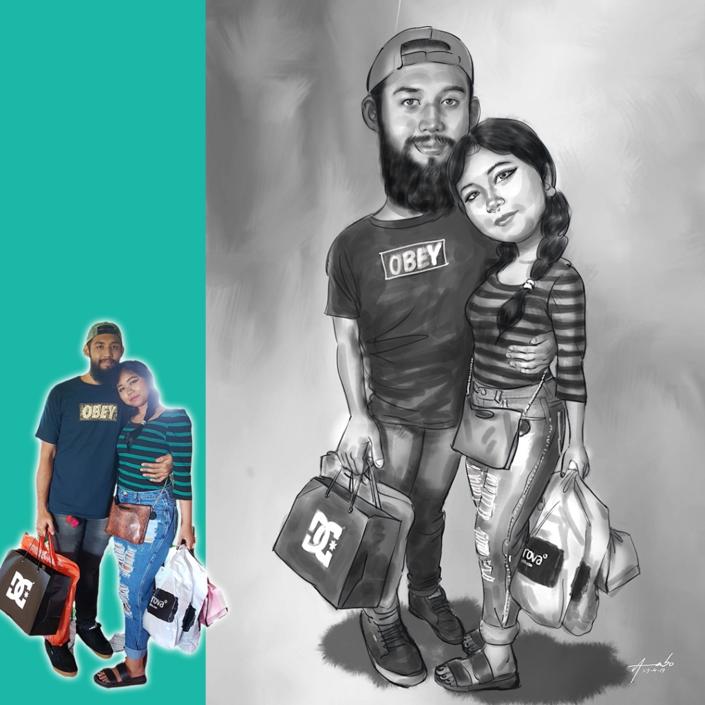 💥Lukisan KARIKATUR | Saiz A5 | HITAM PUTIH💥💯%Lukisan Tangan |Caricature