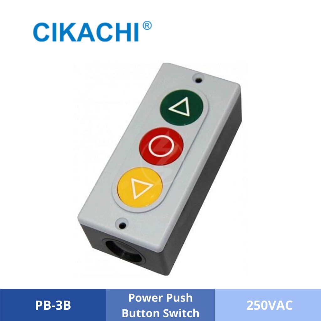 3Hole Up/Down, Stop Power Push Button Switch Cikachi PB3B 5A 250VAC