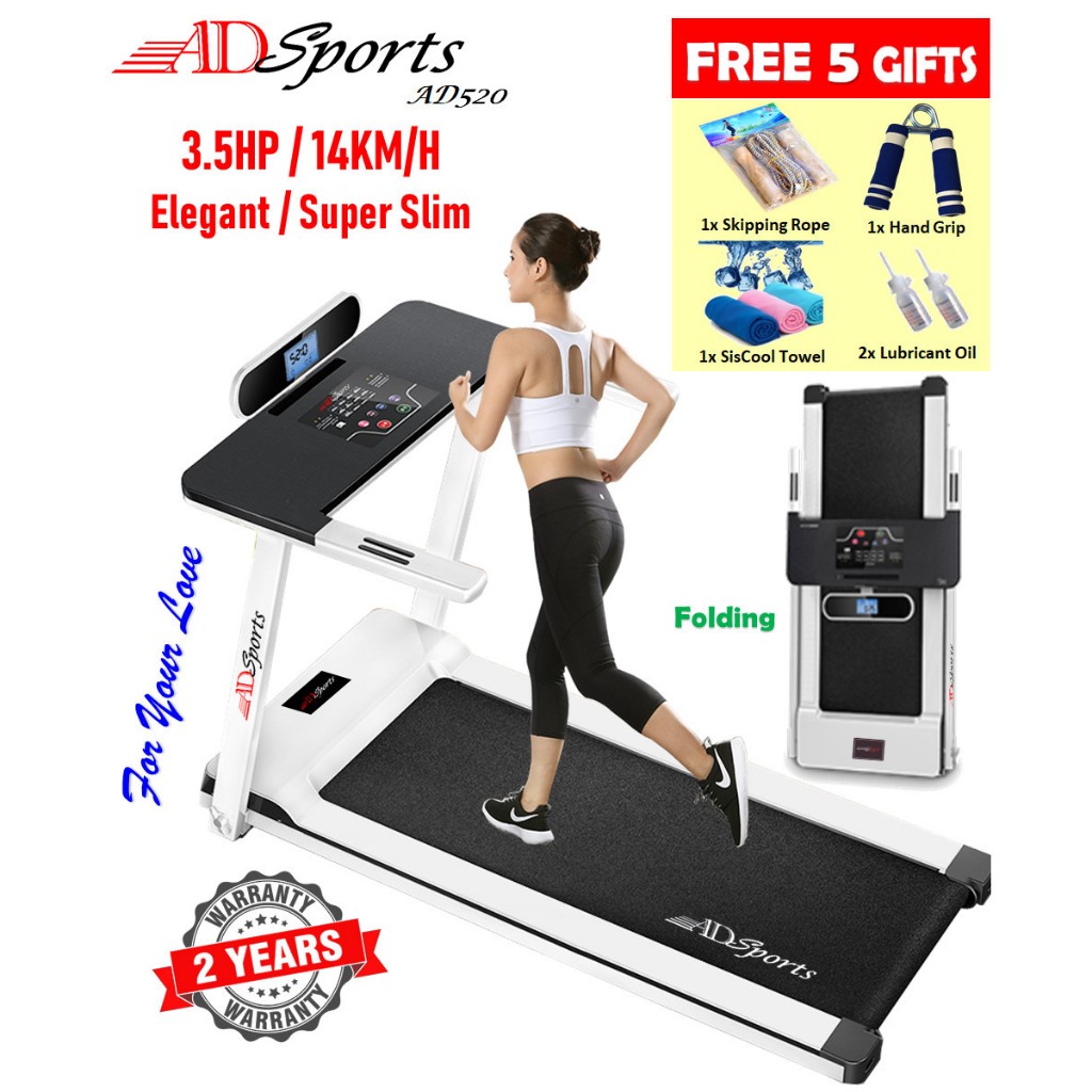 3.5HP ADSports AD520 Luxury Super Slim 58CM Running Platform Home Exercise Electric Motorized Treadmill