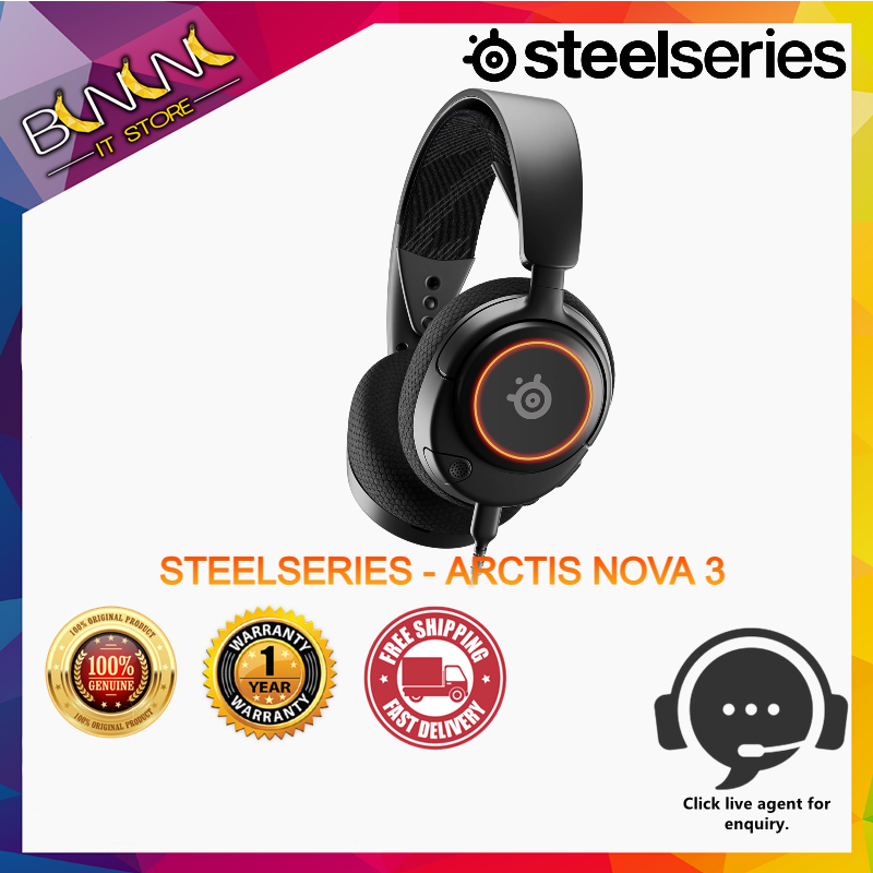 SteelSeries Arctis Nova 3 Multi Platform Gaming Headset Signature Arctis Sound ClearCast Gen 2 Mic PC PS5 PS4