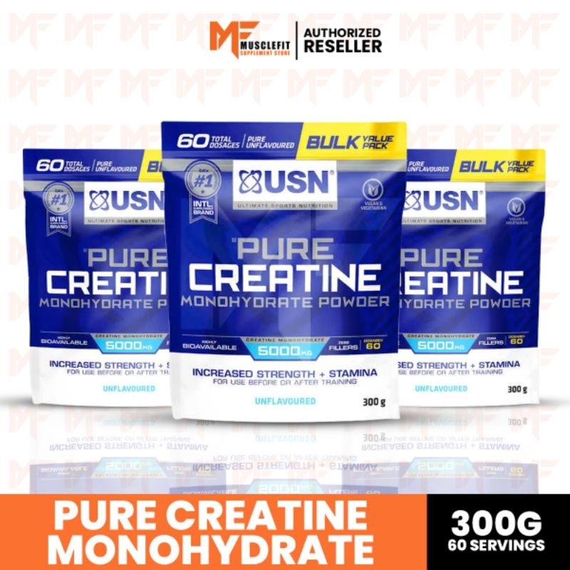 USN Pure Creatine Monohydrate Powder Unflavored 300 g (60 Servings ...
